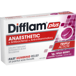 Photo of Difflam Plus Anaesthetic Sore Throat Lozenges Berry Flavour 16pk
