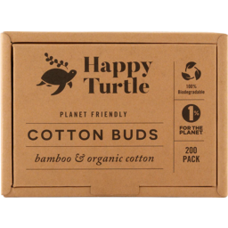 Photo of Happy Turtle Organic Cotton & Bamboo Cotton Buds - Flip Lid