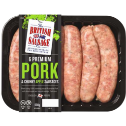 Photo of The British Sausage Co 6 Premium Pork & Chunky Apple Sausages 500gm