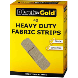 Photo of BLACK AND GOLD HEAVY DUTY FABRIC STRIPS 40PK