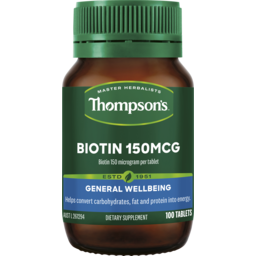 Photo of Biotin 150mcg 100 Tablets