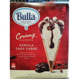 Photo of Bulla Creamy Classics Vanilla Choc Fudge Cones