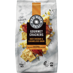 Photo of Red Rock Deli Gourmet Crackers Aged Cheddar & Caramelised Onion 130g