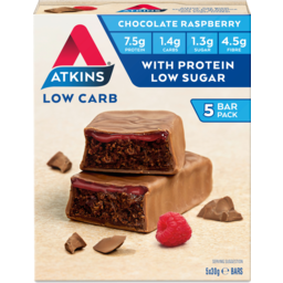 Photo of Atkins Low Carb Chocolate Raspberry Bars 5 Pack 150g