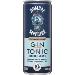 Photo of Bombay Sapphire Rtd Gin & Tonic Double Serve 10% Can 250ml