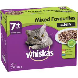 Photo of WHISKAS 7+ Wet Cat Food with Mixed Favs In Jelly 12x85g Pouches