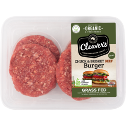Photo of Cleavers Organic Beef Burger Chuck & Brisket 4pk 450gm
