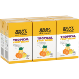 Photo of Black & Gold Tropical Fruit Drink 6 Pack