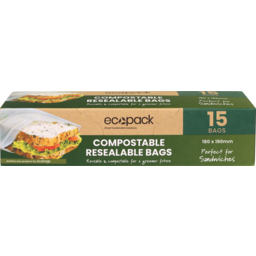 Photo of Ecopack Compostable Resealable Sandwich Bags 15 Pack