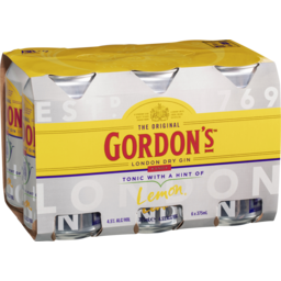 Photo of Gordon's 4.5% Gin & Tonic With A Twist Of Lemon 6pk x375ml Cans