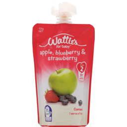 Photo of Wattie's Baby Food Stage 2 Pouch Apple, Blueberry & Strawberry 7+ Months 120g