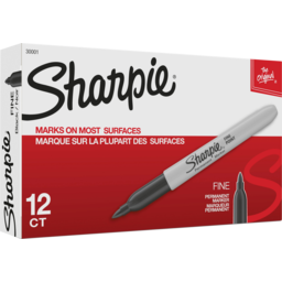 Photo of Stationery, Sharpie Fine Permanent Markers Black 12-pack