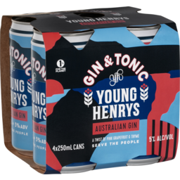 Photo of Young Henrys G&T 4 X 250ml Can 375ml