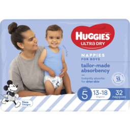 Photo of Huggies Ultra Dry Nappies For Boys 13-18kg Size 5 32 Pack