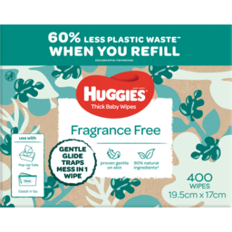 Photo of Huggies Fragrance Free Thick Baby Wipes Value Refill 400 Pack