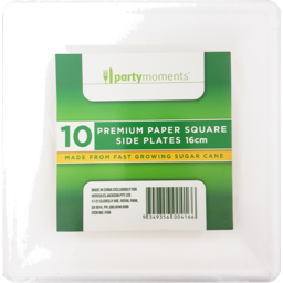 Photo of Party Moments Premium Paper Square Side Plates 16cm 10 Pack