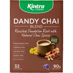Photo of Kintra Foods Dandy Chai Roasted Dandelion Root Blended With Natural Chai Spices Filter Bags 32 Pack 90g