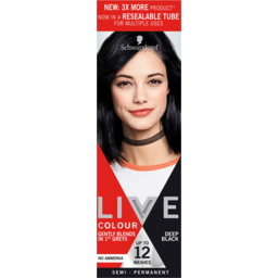 Photo of Schwarzkopf Live Deep Black Semi Permanent Hair Colour Resealable Tube One Application