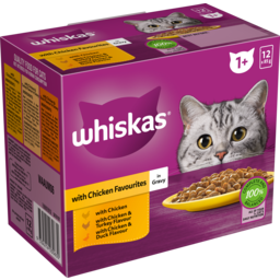 Photo of Whiskas® 1+ Years Adult Wet Cat Food With Chicken Favourites In Gravy Pouch 12x85g