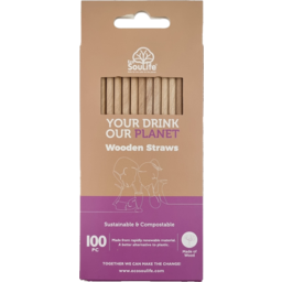 Photo of Eco Soulife Wooden Straws Sustainable & Compostable 100 Pack