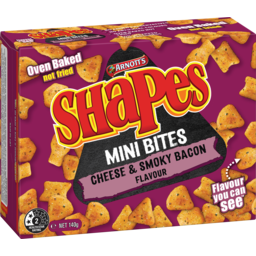 Photo of Arnott's Shapes Biscuits Mini Bites Cheese & Smoky Bacon 140g