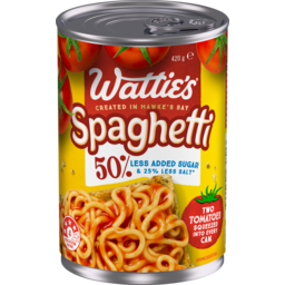 Photo of Wattie's Spaghetti 50% Less Added Sugar 420g