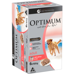 Photo of Optimum With Salmon & Rice Adult Dog Food 6x100g