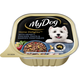 Photo of My Dog Home Delights Wet Dog Food With Hearty Chicken, Pasta & Garden Vegetables 100g Tray 