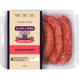 Photo of Slape & Sons Gourmet Range Italiano Supremo Sausages 480g