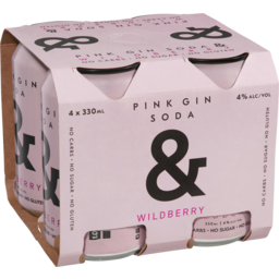 Photo of Ampersand Pink Gin Soda Wildberry 4x330ml