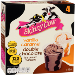 Photo of The Skinny Cow No Sugar Added Vanilla Caramel Sundae Double Chocolate Sundae 4 Tubs 680ml
