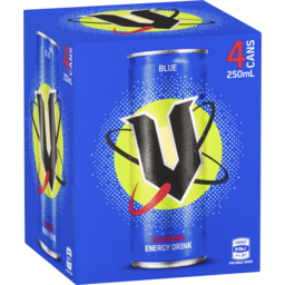 Photo of V Energy Drink Blue 250ml Can X 4pk