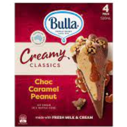 Photo of Bulla Creamy Classic Choc Caramel Peanut 4 Pack
