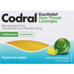 Photo of Codral Antibacterial + Anaesthetic Lime & Lemon Flavour Lozenges 16 Pack