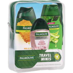 Photo of Palmolive Travel Minis Pack, Antibacterial Hand Sanitiser 48ml, Hair Shampoo & Conditioner 90ml, Body Wash 100ml 100ml