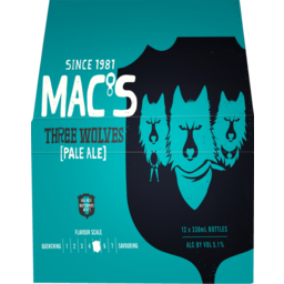 Photo of Mac’s Three Wolves Pale Ale 12x330ml Bottles