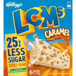 Photo of Kelloggs Lcms Caramel 25% Less Sugar Bars 6 Pack 120g