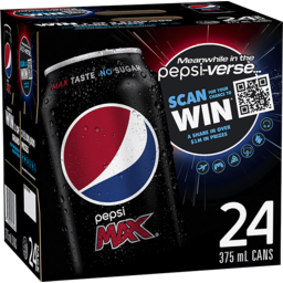 Photo of Pepsi Max No Sugar Soda 375ml X 24 Pack Cans 24.0x375ml
