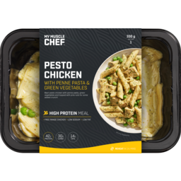 Photo of My Muscle Chef Pesto Chicken with Penne Pasta & Green Vegetables 330g