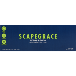 Photo of Scapegrace Vodka Lime 10x330ml Cans