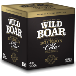 Photo of Wild Boar Bourbon & Cola 15% 200ml 4 Pack