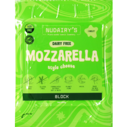 Photo of Nudairy Dairy Free Mozzarella Style Cheese Block 250g