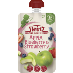 Photo of Heinz Apple Blueberry & Strawberry 8+ Months Pureed Baby Food Pouch