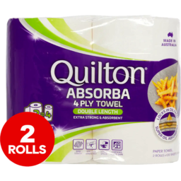 Photo of Quilton Paper Towel Absorba Double Length 4ply 2pk