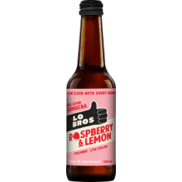 Photo of Lo Bros Organic Kombucha Raspberry & Lemon Sparkling Live Cultured Drink 330ml