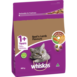Photo of Whiskas 1+ Dry Cat Food Beef & Lamb Flavours Bag