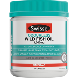 Photo of Swisse Ultiboost Wild Odorless Fish Oil 200 Capsules