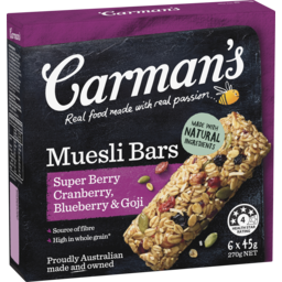 Photo of Carman's Super Berry Muesli Bars Cranberry, Blueberry & Goji 6pk