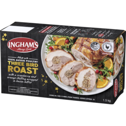 Photo of Ingham's Ingham’S The Ultimate 3 Bird Roast With Cranberry And Orange Stuffing Wrapped In Bacon Lattice 1.5kg