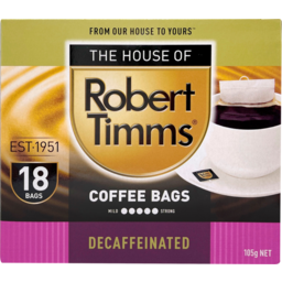 Photo of Robert Timms Decaffeinated Coffee Bags 18 Pack